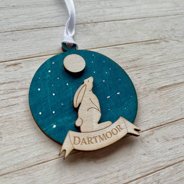 Gorgeous Little Bits Ltd – wholesale Christmas decoration – Moon Hare Night Sky Full Moon Christmas Decoration Custom1
