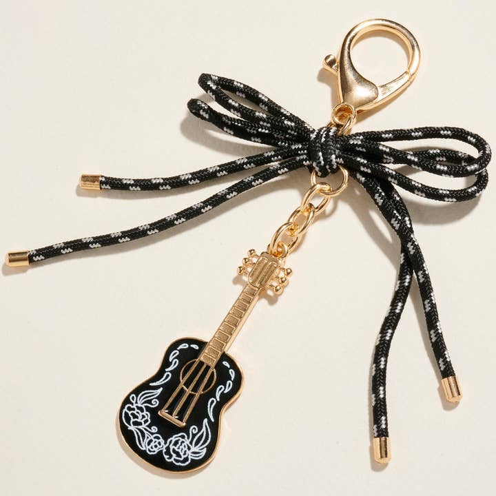 Sensibling Corp. - Wholesale Keychain - Women's - Decorative Bow Accent Enamel Guitar Drop Keychain Bag Charm2