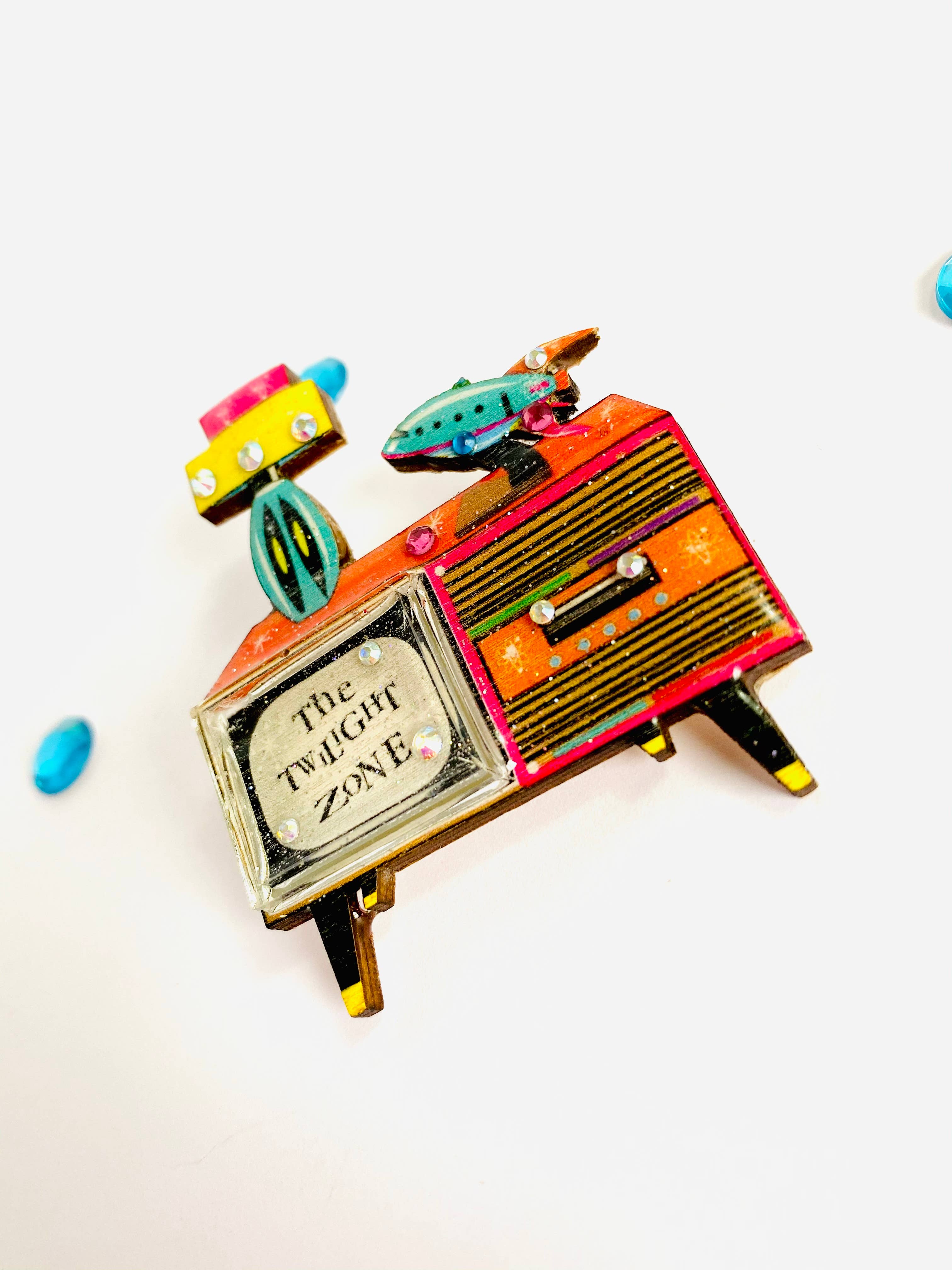 Rosie Rose Parker - Wholesale Brooch - Retro tv brooch colourful summer brooch statement unusual10