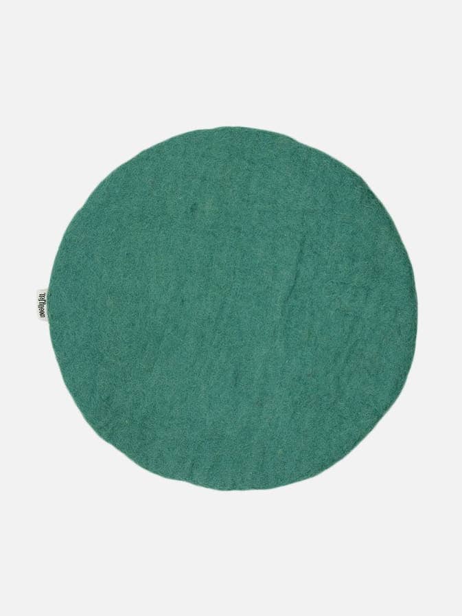 Blueish Green Slim Round Cushion for wholesale by Woollyfelt