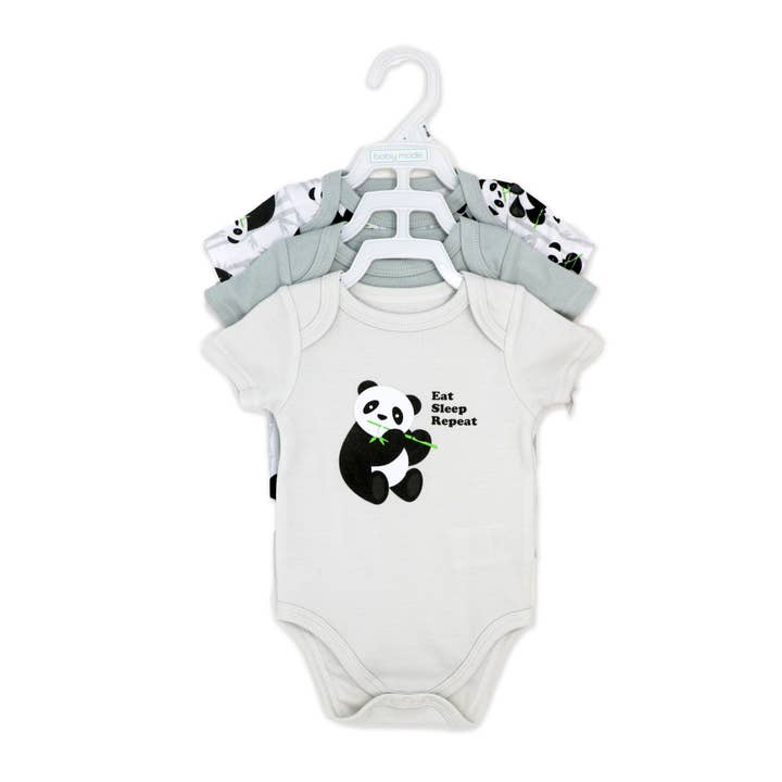 Rose Textiles - Venta al por mayor Body sin pies - Bebés - Body neutro, paquete de 3, diseño Panda1