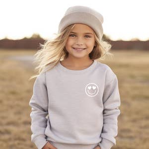 Color block smile face printed top round neck long sleeve hoodie