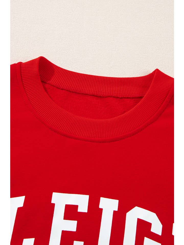 Fiery Red Christmas SLEIGH Top and Snowflake Shorts Set for wholesale on Faire7