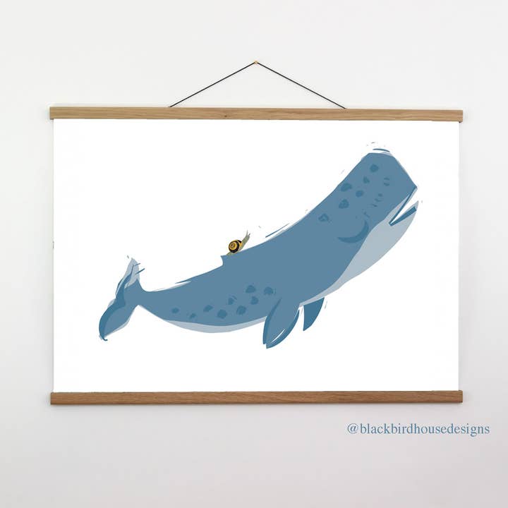 SNAIL AND WHALE 2 ART PRINT for wholesale by BLACKBIRD HOUSE