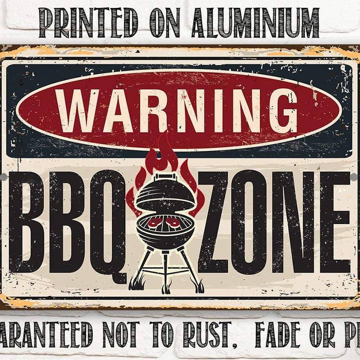 Lone Star Art Metal Signs - Wholesale Sign - BBQ Grilling Sign | Warning BBQ Zone1