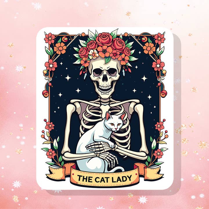Kattedamen Skeletroser Tarotkort Klistermærke Bekræftelse for engroshandel hos London Luxury Candles
