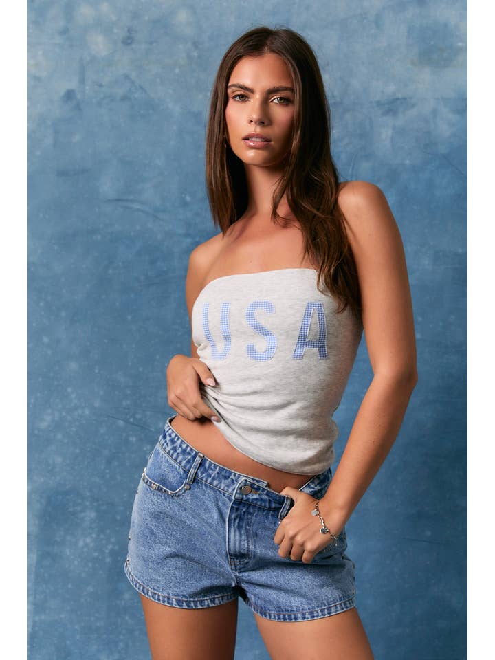 LE LIS - Wholesale Bustier - Women's - DOUBLE LINED TUBE TOP WITH "USA" WORD ON FRONT1