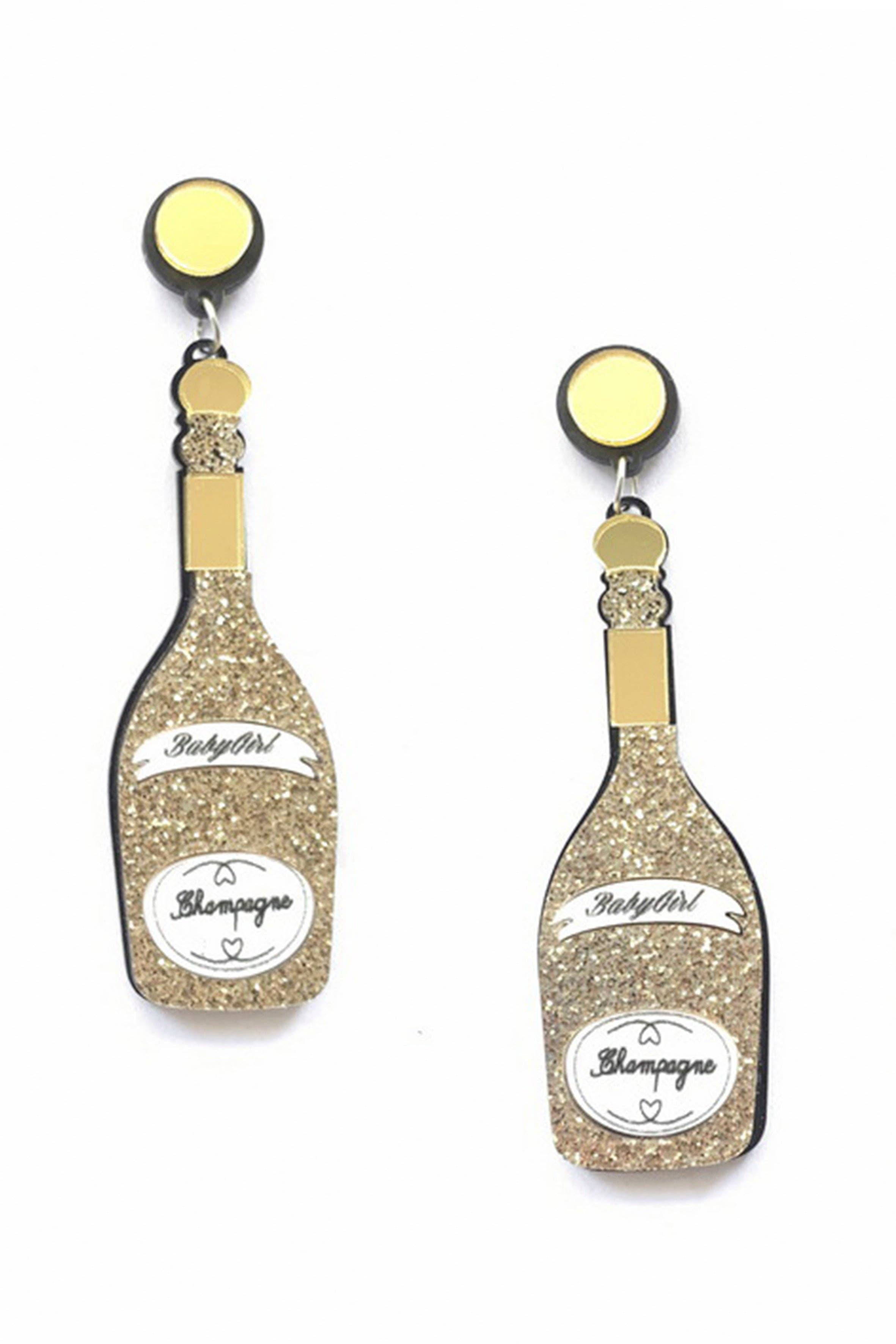 Ole – wholesale Hängande örhängen – Champagneflaska akrylörrhängen E54458