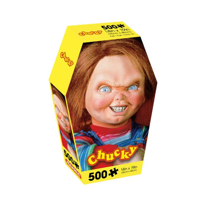 AQUARIUS, GAMAGO, ICUP, & ROCK SAWS by NMR Brands - Wholesale Puzzle - Adult - Chucky Coffin Box 500 Piece Jigsaw Puzzle