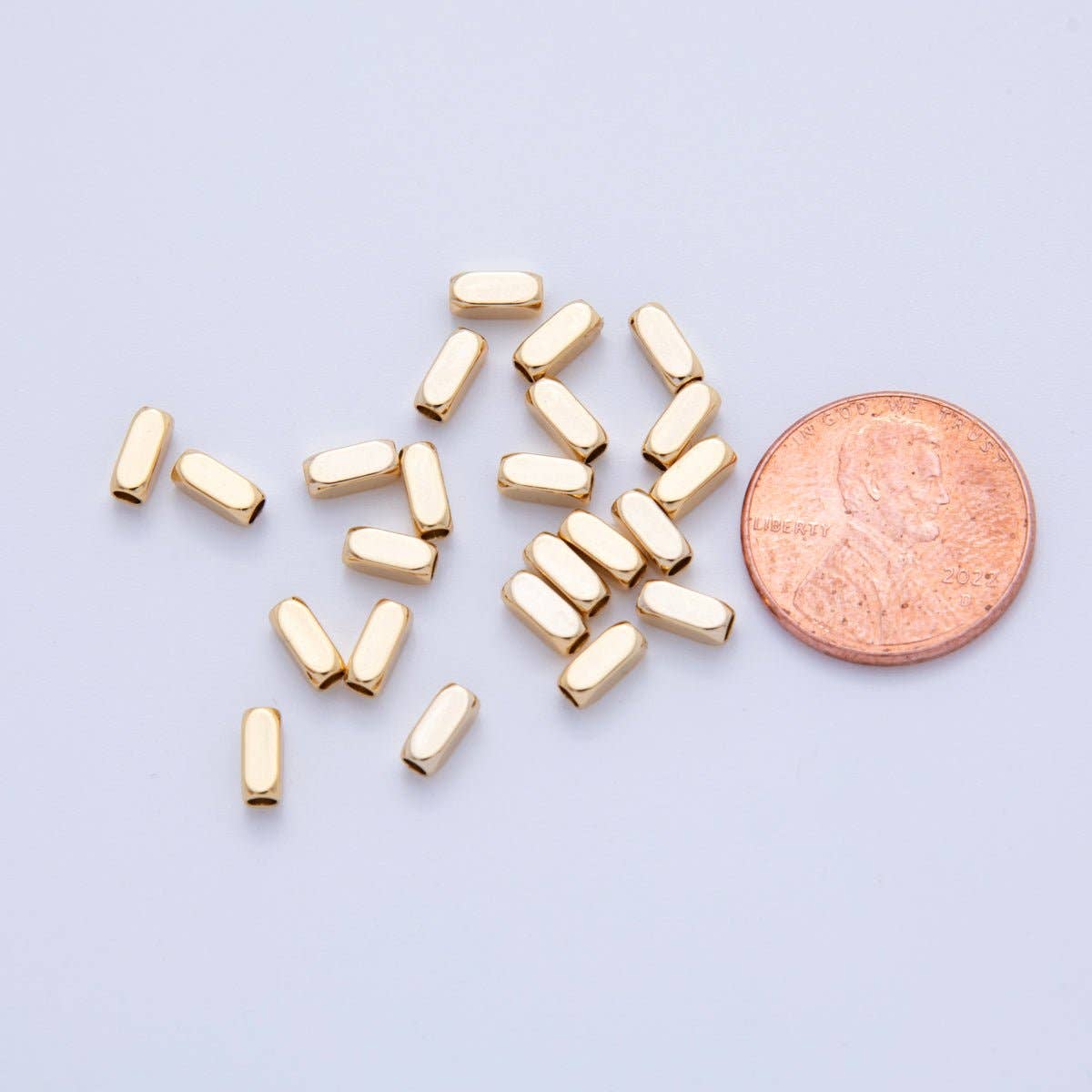 Aim Eternal - Wholesale Beads - 18K Gold Filled 2.4mm Edged Cylinder Tube Mini Bead Spacer Set by 10 Pieces | B7432