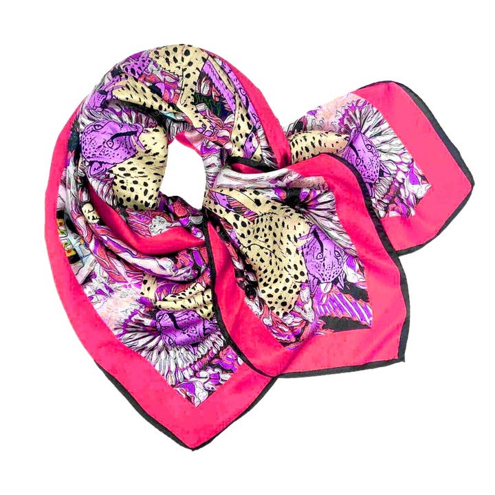 Pañuelo de seda con diseño de guepardos para venta al por mayor de Debbie Millington