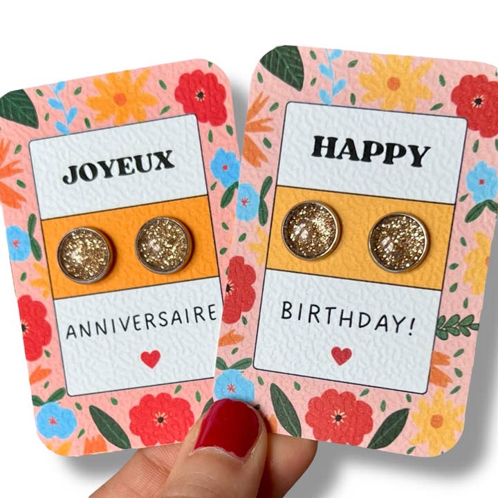 Pendientes de Purpurina Dorada - Cumpleaños para venta al por mayor de Dans l'Air du Temps Bijoux