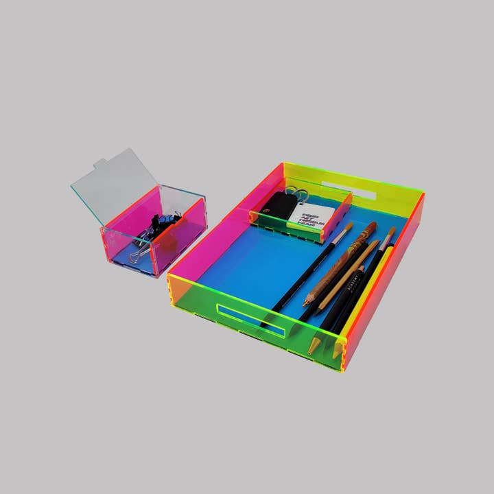 MPBimage - Wholesale Desk organiser - Blue / Neon Pink / Neon Green Desk Setup3