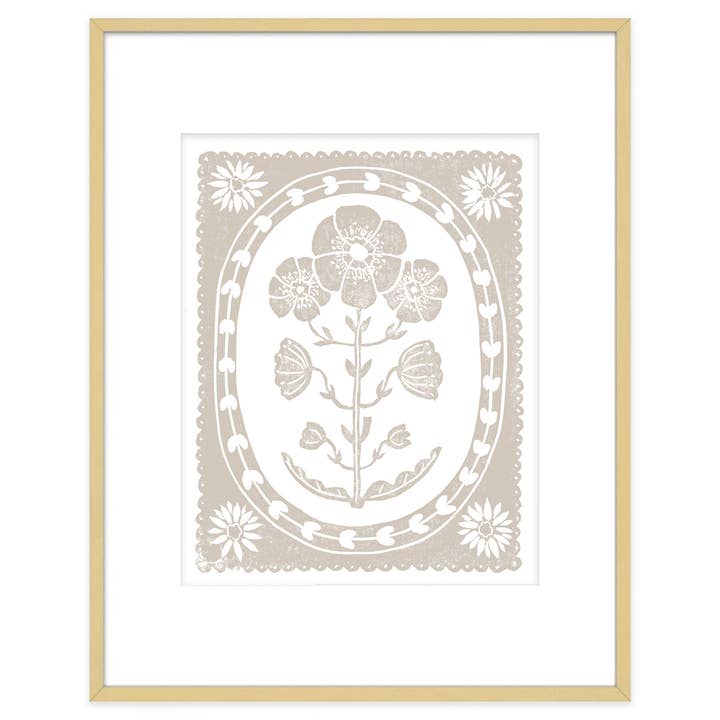 Sand Tan & White Anemone Art Print Botanical Decor for wholesale by The Prints Princess