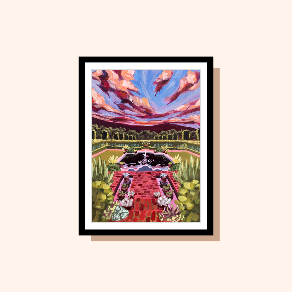 Painting With James – wholesale Art print – Sunset Sunken Garden Painting  5x7 Art Print1