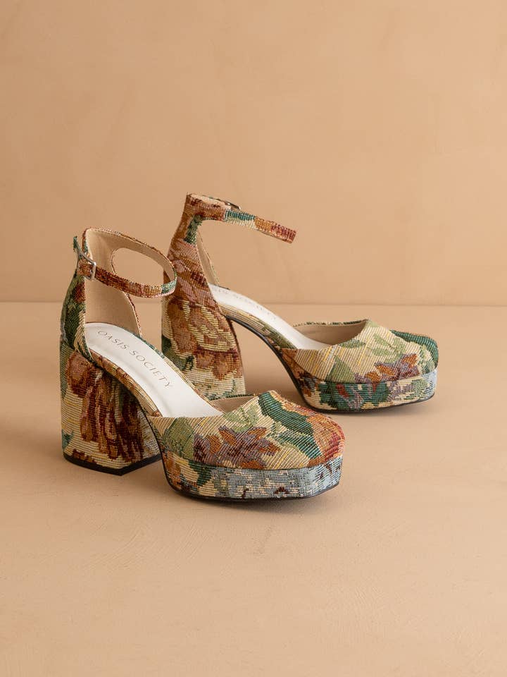 The Oslo | Tapestry Chunky Platform Mary Janes for wholesale on Faire1