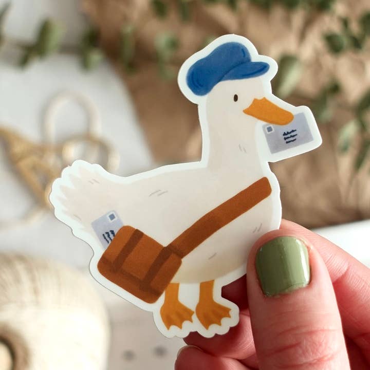 Mailman Duck - Die Cut Vinyl Sticker for wholesale by Fun Gal Studio