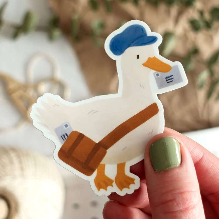 Mailman Duck - Die Cut Vinyl Sticker for wholesale by Fun Gal Studio