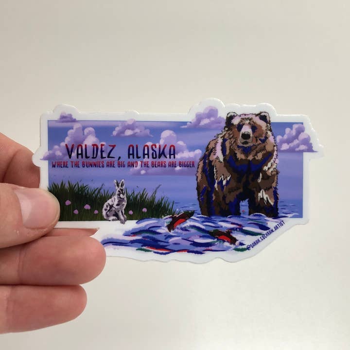 Autocollant Alaska Ours et lapins pour la vente par Sarah Cochran Artist