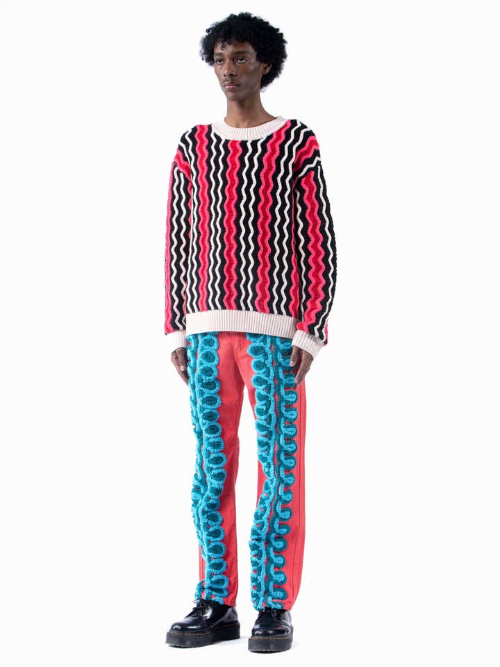 Black Zig Zag Ottoman Sweater for wholesale by Pretty Snake