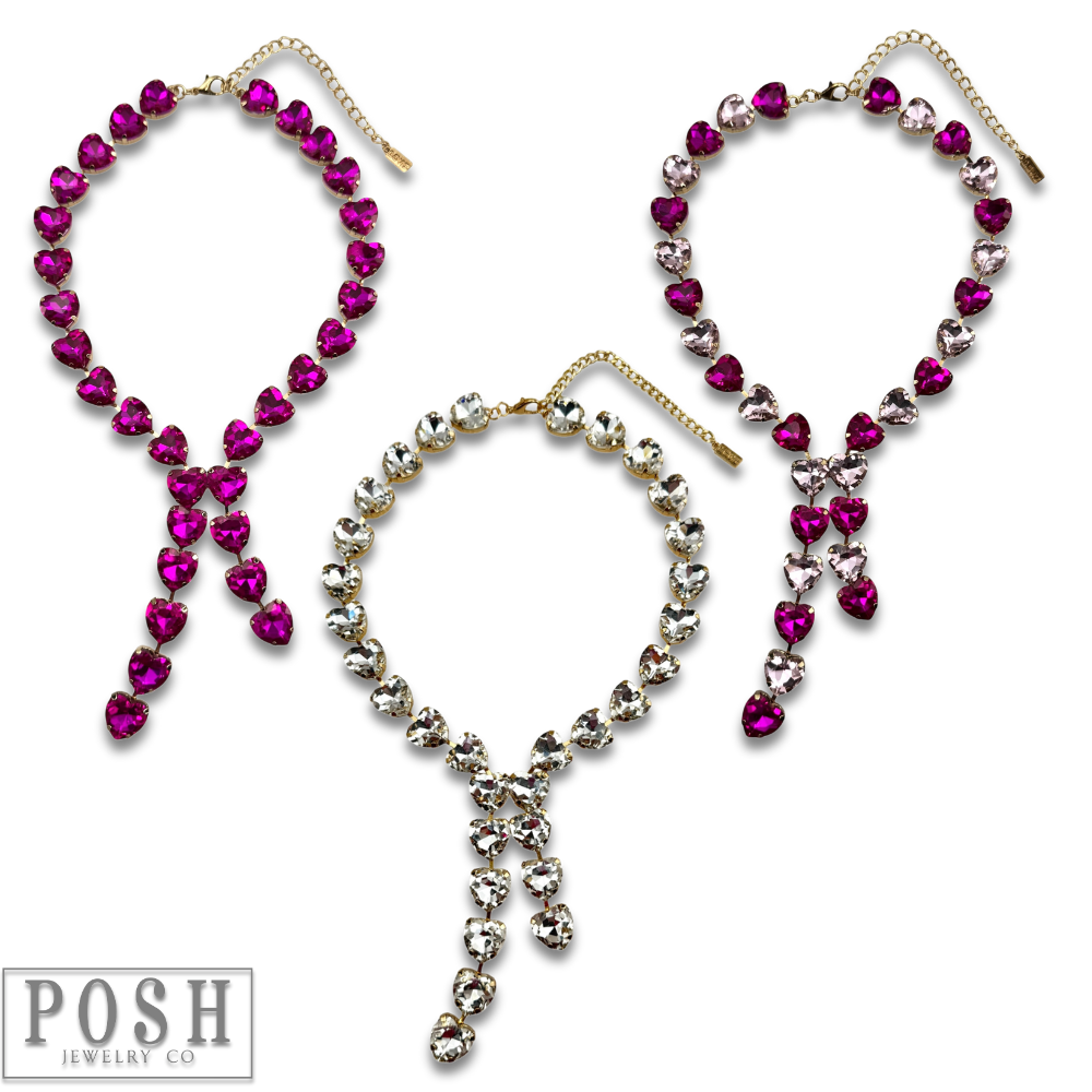 Pink Panache Brands - Wholesale Y-Neck/Lariat Necklace - Rhinestone heart lariat necklace7