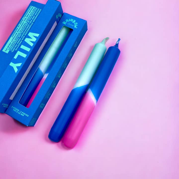 Conjunto de duas velas de jantar neon Rainbow Studio * Wily por atacado de Pink Stories