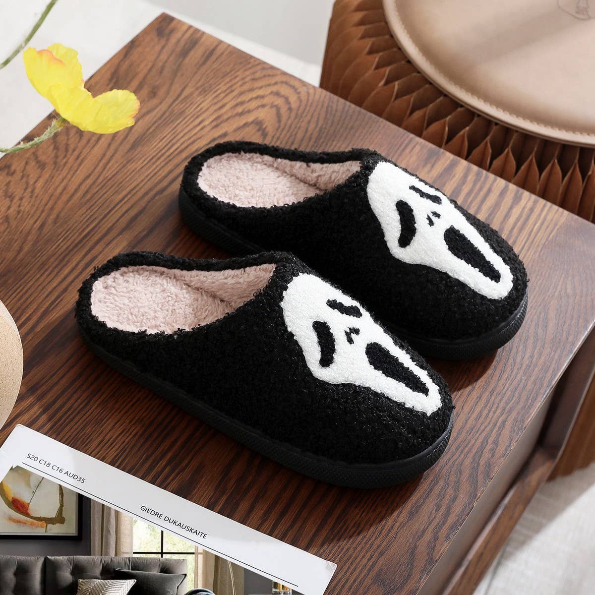 ACCITY - Wholesale Slippers - Women's - NEW HALLOWEEN GHOST FACE COTTON SLIPPERS_CWSHS07585