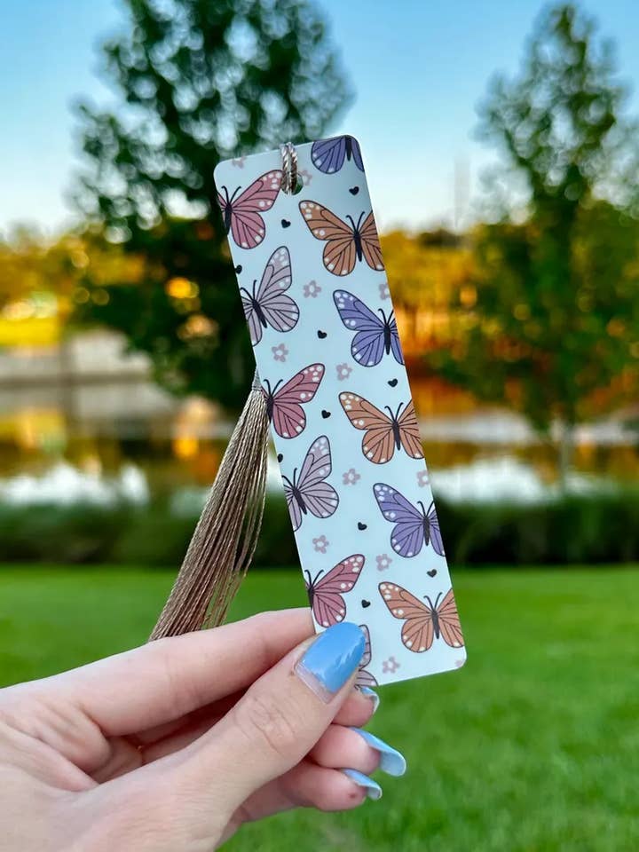 Pastel Butterfly - Metal Tassel Bookmark for wholesale by Tally Plant Club