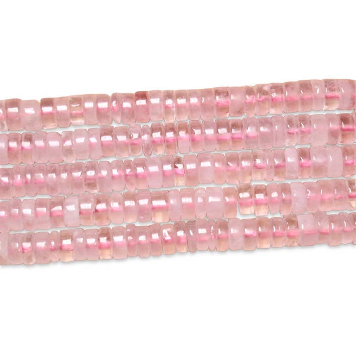 Pink quartz washer wire 6mmx4mm for wholesale by Foliesbijoux