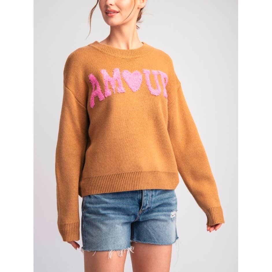 CAMEL 10416 AMOUR Long Sleeve Sweater Top for wholesale on Faire5