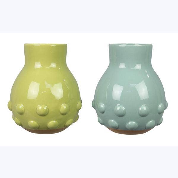 Young's - Wholesale Vase - Ceramic Large Hobnail Vase, 2 Ast. General Gifts