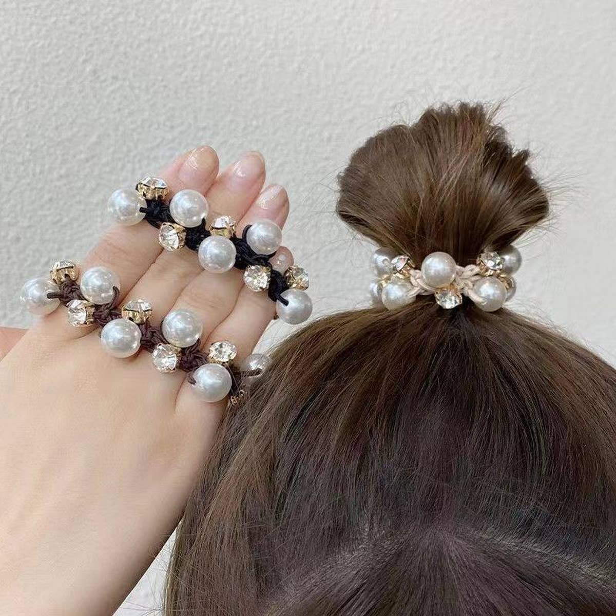 ACCITY - Wholesale Hair Tie - WOMEN SIMPLE PEARL RUBBER BAND HAIR TIE_CWAHA05196