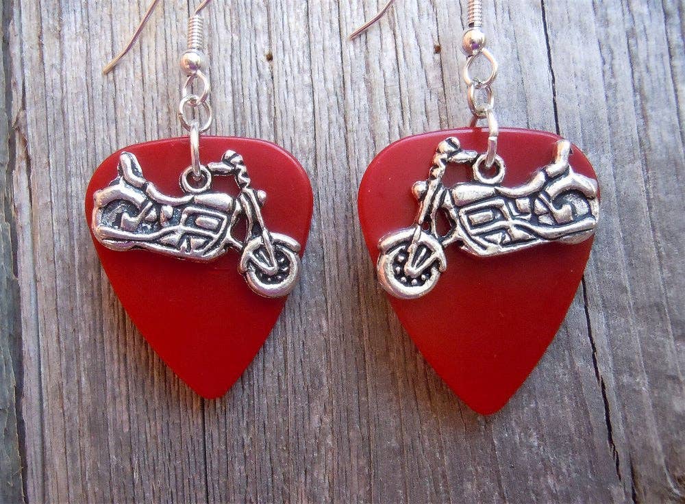 Simply Raevyn - Wholesale Dangle Earrings - Motorcycle Charm Guitar Pick Earrings25