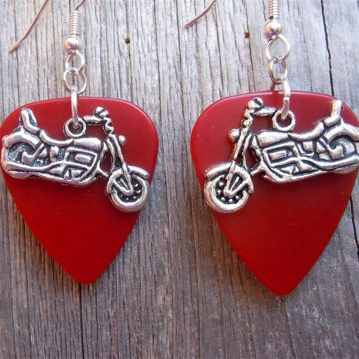 Simply Raevyn - Wholesale Dangle Earrings - Motorcycle Charm Guitar Pick Earrings25