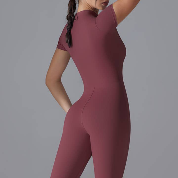 Sodalemon – wholesale Unitard – Dam – Damoverall för träning med korta ärmar och halvdragkedja, andningsbar16