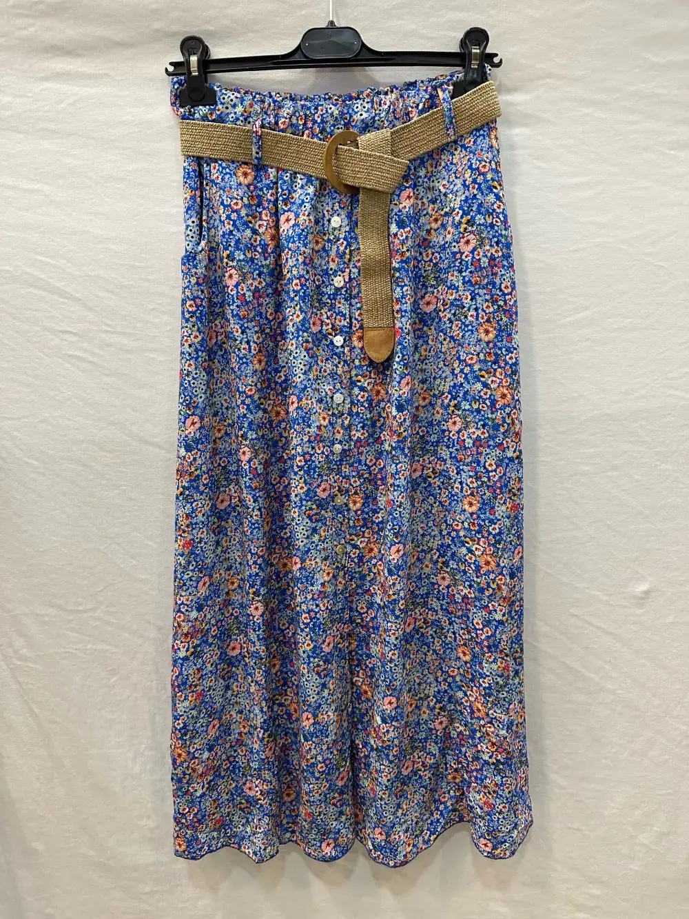 Mimi & Gogo - Wholesale Skirt - Women's - Floral Buttoned Long Skirt with Belt @3995_JuBoutCeinture13