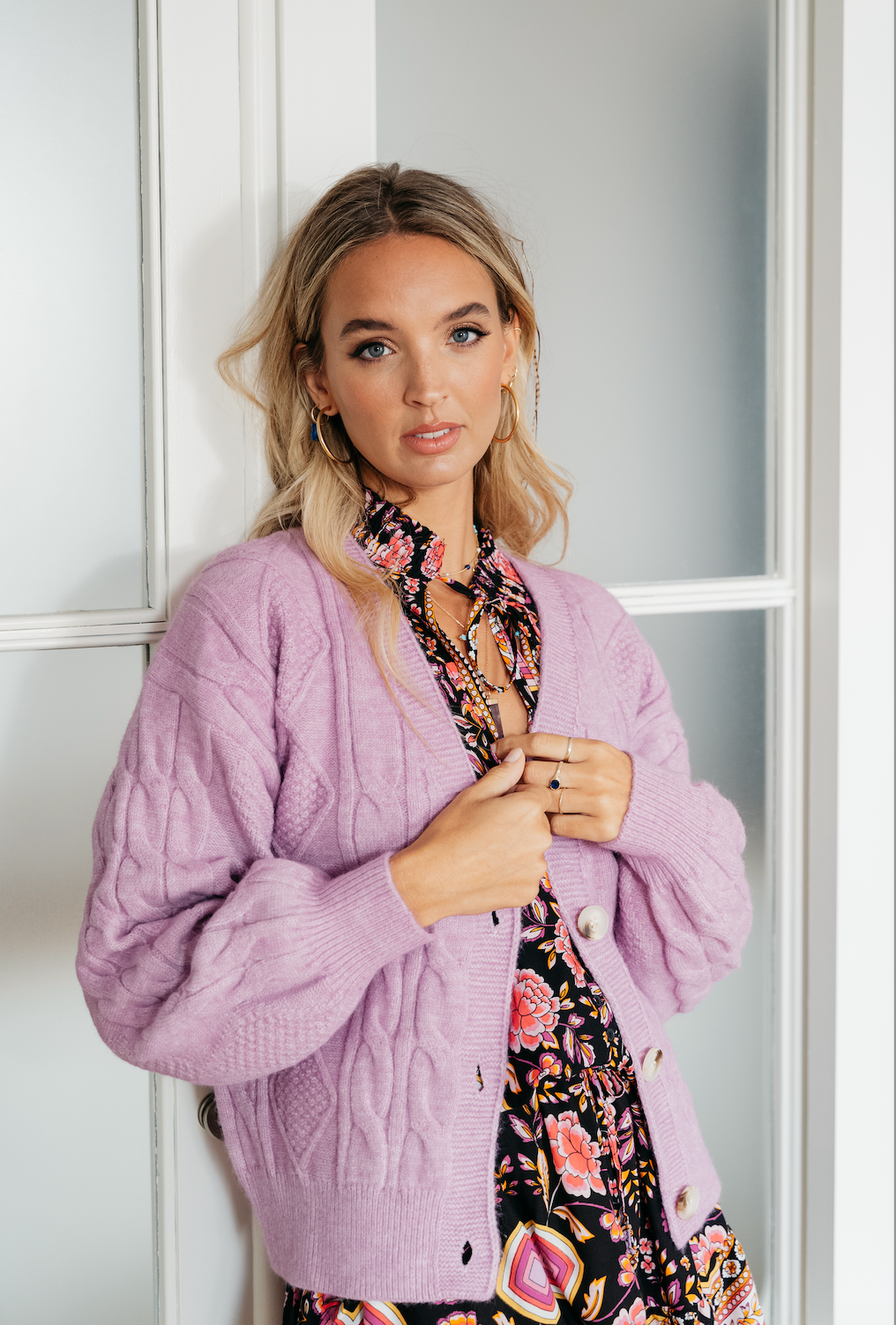 Jaase - Wholesale Cardigan - Women's - LAVENDER KNIT1