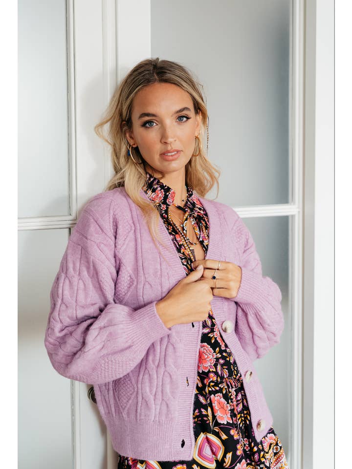 Jaase - Wholesale Cardigan - Women's - LAVENDER KNIT1