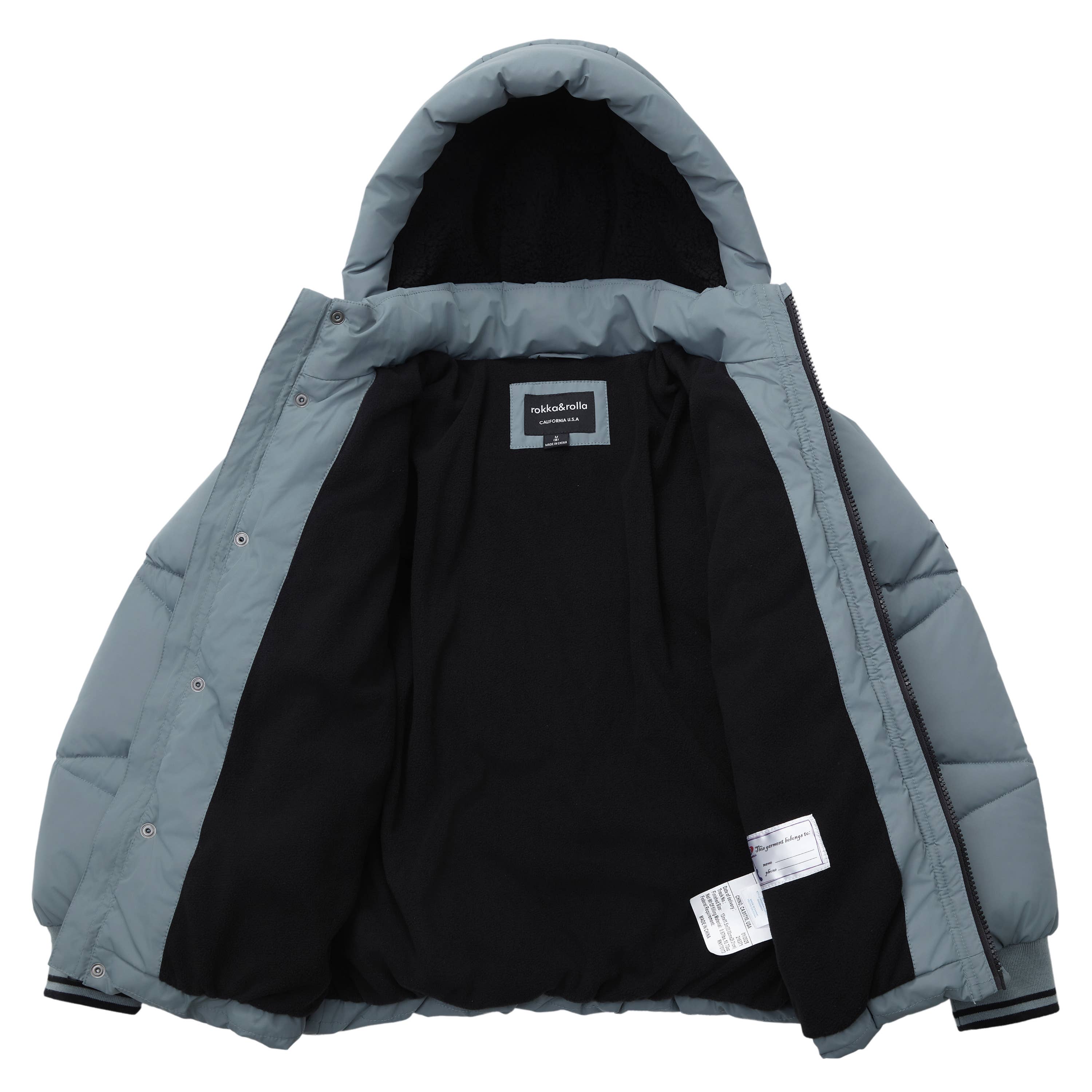 Rokka & Rolla - Wholesale Puffer Jacket - Kids - Boys' Grid Winter Coat Kids' Fleece Lined Jacket7