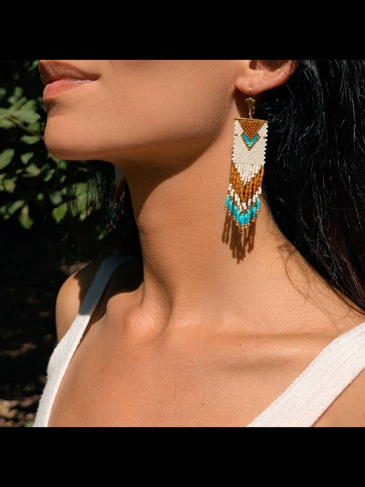 Ethnic earrings handmade miyuki beads - PEACE for wholesale by Agua del Río