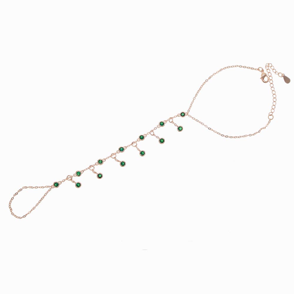 HoopLa - Vente Parures de bijoux - Chaîne de main en argent sterling avec bague et bracelet à cristaux3