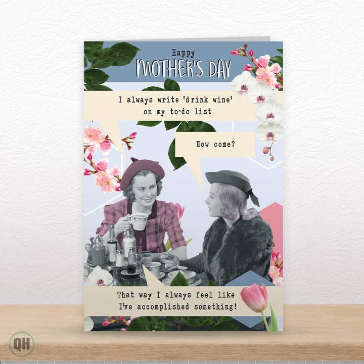 Lustige Muttertagskarte - Wein trinken To-Do-Liste für den Großhandel von Quitting Hollywood