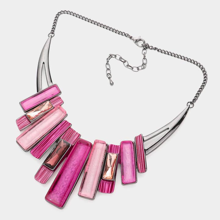 Sensibling Corp. – Großhandel Schmucksets – Rechteckiger Stein Spitzfarbener Metallanhänger15