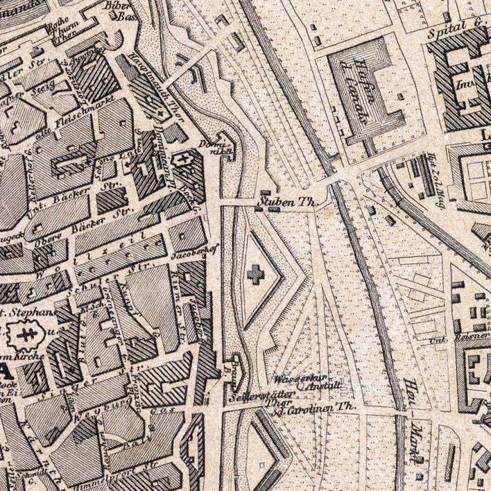 OldCityPrints - Old Maps and Posters - Wholesale Art Print - Old Map of Vienna Wien with engravings Austria 1844 Vintage Map | Vintage Map Wall Art Print1