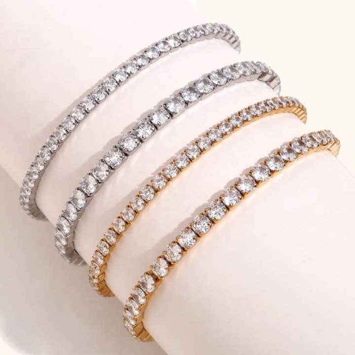 Stretch Tennis Bracelet - Gold or Silver for wholesale by Misgraceful