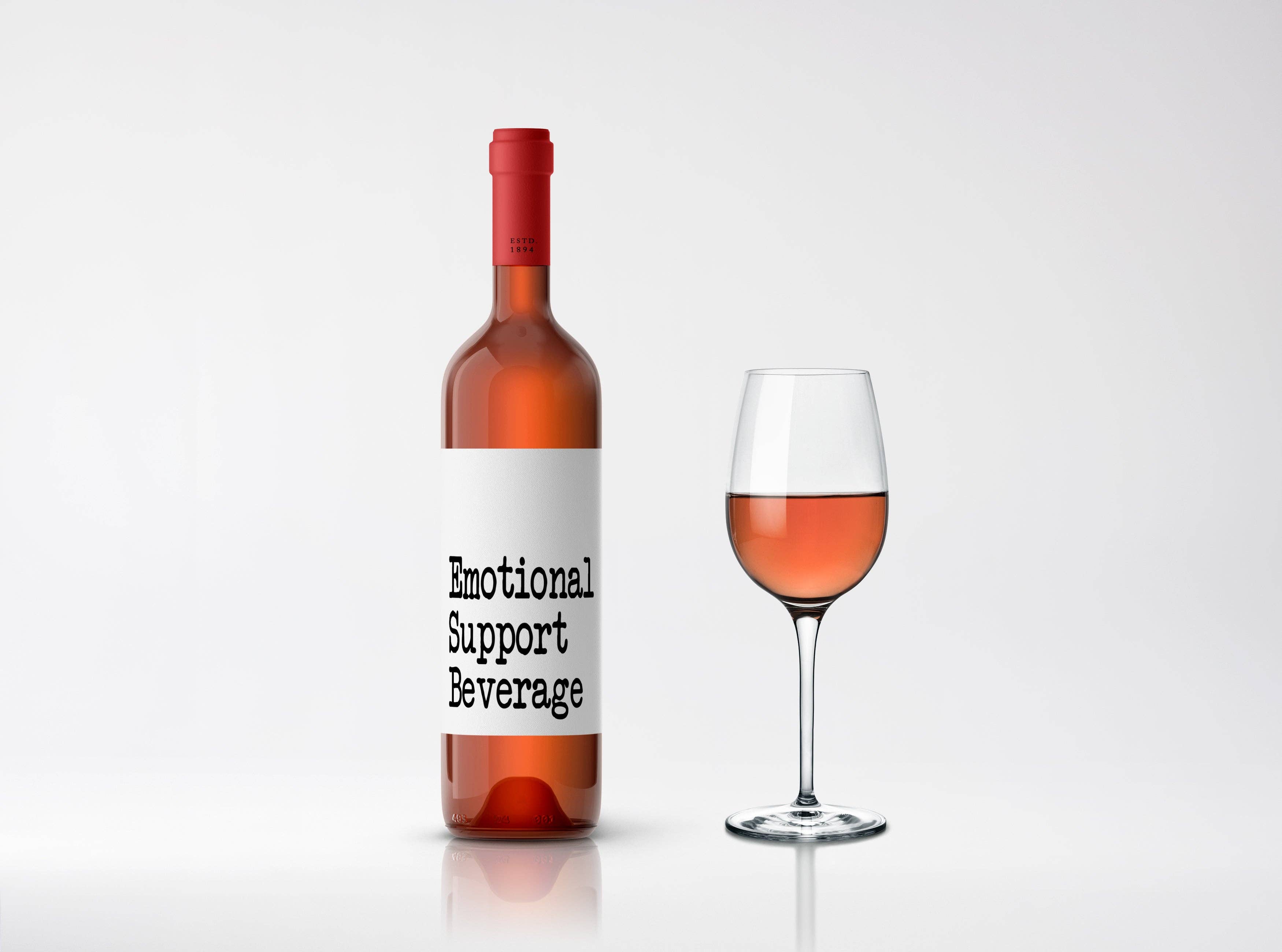 cottage + crown - Wholesale Food/Beverage Label - Emotional Support Beverage Wine Label Decal Sticker0