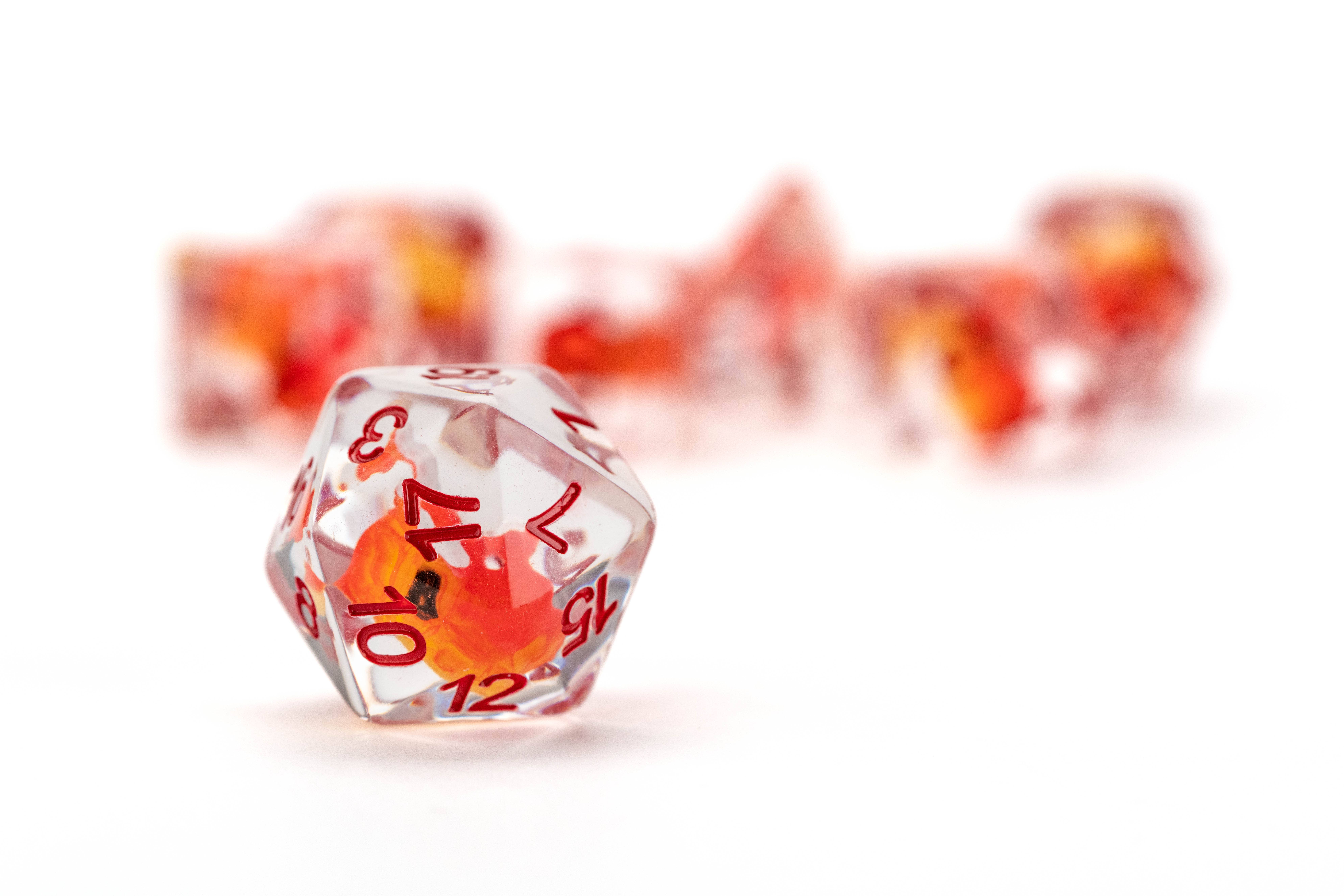 FanRoll by Metallic Dice Games - Wholesale Dice - Dragon Storm Inclusion Resin Dice Set: Red Dragon3