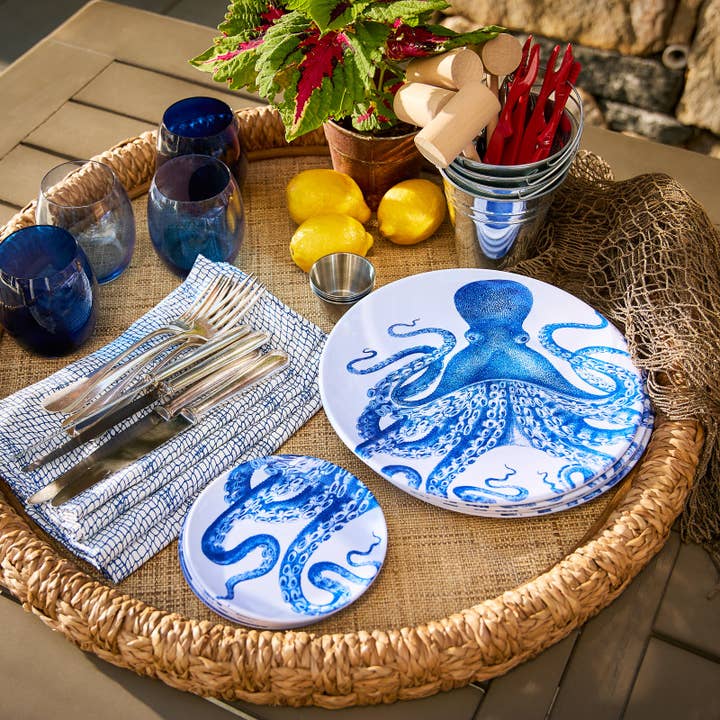 Caskata - Wholesale Dinner Plate - Lucy the Octopus Melamine Small Plates, Set of 4