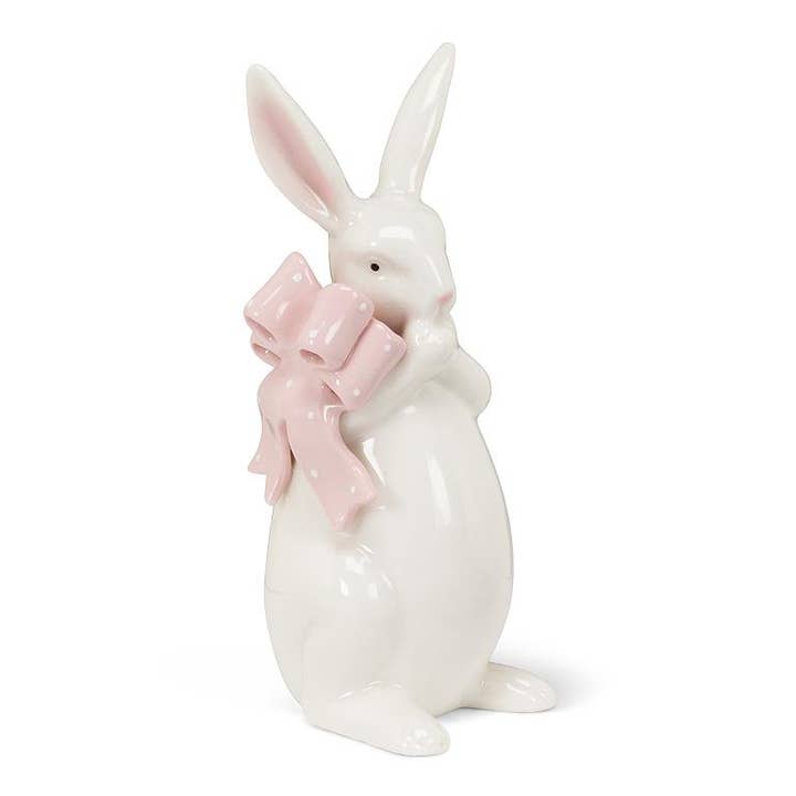 Standing Bunny with Pink Bow-6.5"H for wholesale by Abbott