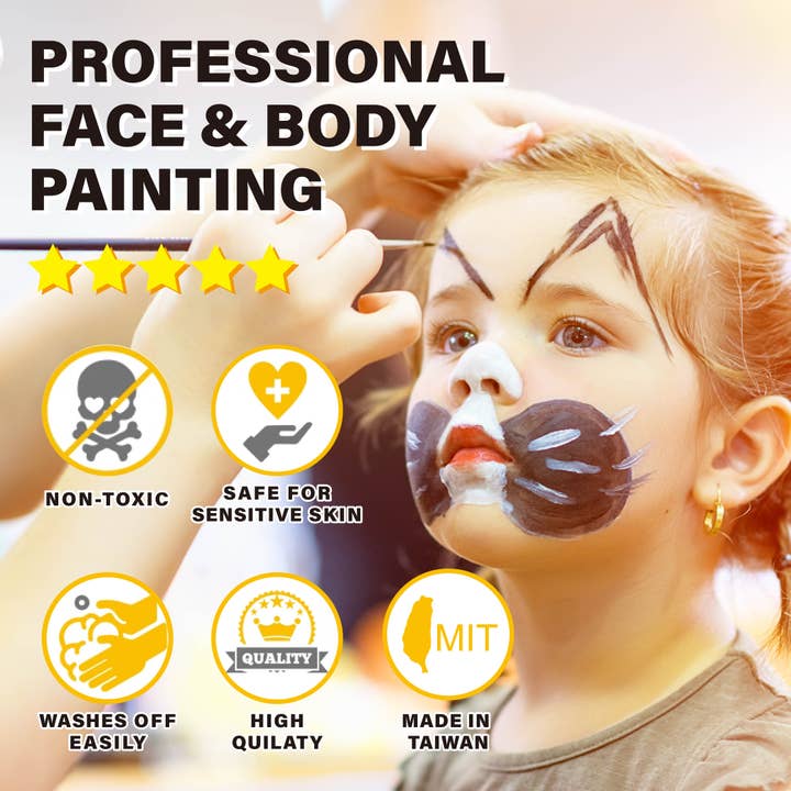 LUCKY ART CRAYONOLOGY – wholesale Leksakssmink/ansiktsmålning - Barn – Ansiktsmålning kit för barn, 7 klara färger, 1 glitter, 1 pensel